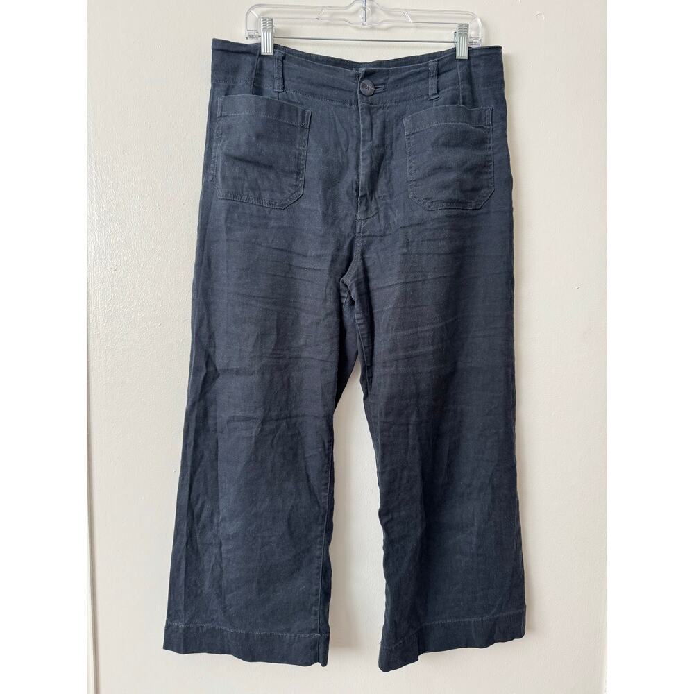 Anthropologie Maeve 31 The Colette Cropped Linen Wide-Leg Pants - Picture 2 of 7